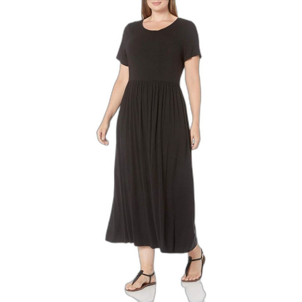 Amazon Essentials A-Line Maxi Dress SIze 3XL Short-Sleeve Black (767)
